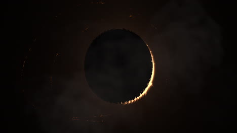 Gold-futuristic-light-and-big-planet-in-dark-galaxy