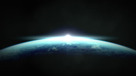 Blue-star-and-earth-planet-in-dark-galaxy