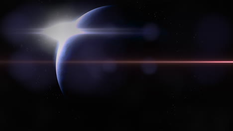 Flash-of-stars-and-blue-planet-in-dark-galaxy
