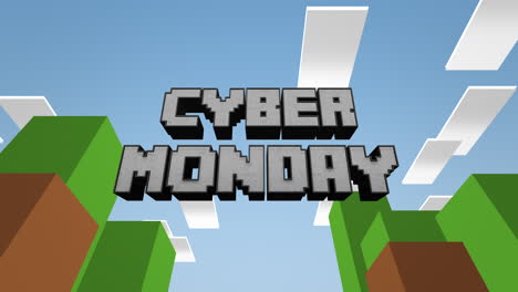 Retro-Cyber-Monday-text-on-game-pattern