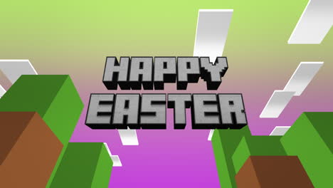 Retro-Happy-Easter-text-on-game-pattern