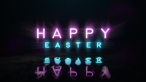 Happy-Easter-with-purple-neon-light-in-80s-style