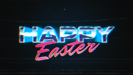 Happy-Easter-with-glitch-effect-and-noise-on-digital-in-80s-style