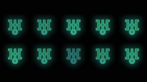 Pulsing-Japan-icon-pattern-with-neon-light-in-casino-style