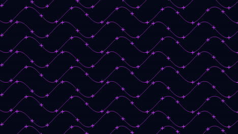 Waves-pattern-with-neon-crosses-on-black-gradient