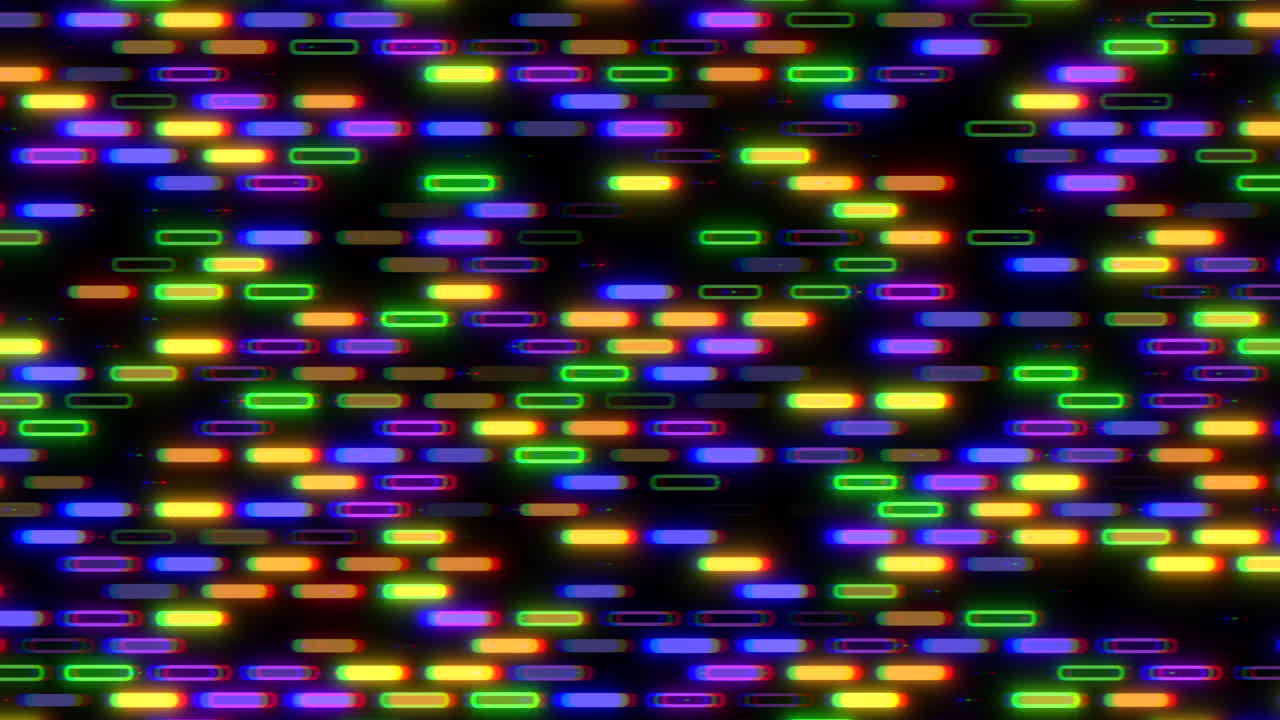 Premium stock video - Random digital stripes with neon led light and glitch