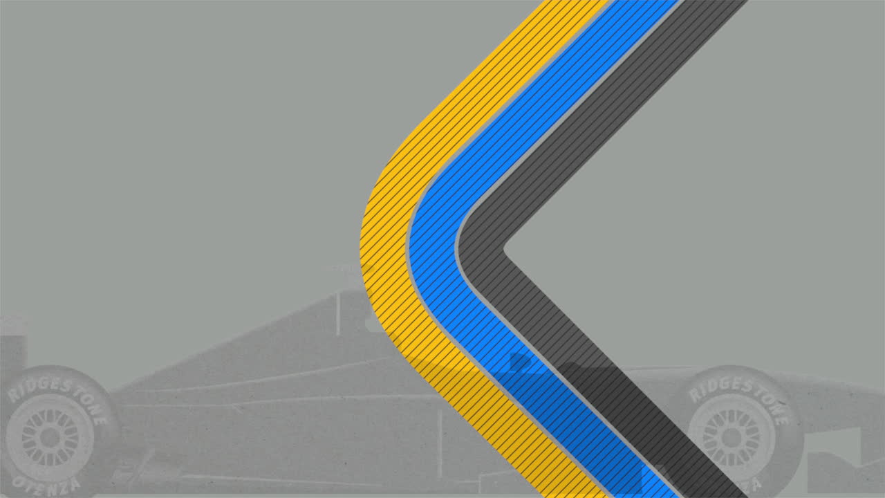 Premium stock video - Blue, black and yellow sport race flag with sport car