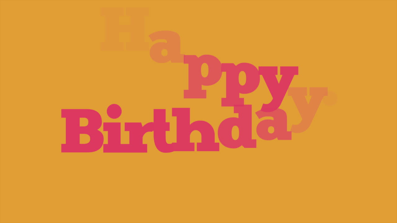 Premium stock video - Big modern happy birthday text on yellow gradient