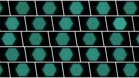 Pulsing-neon-green-hexagons-pattern-in-rows-8