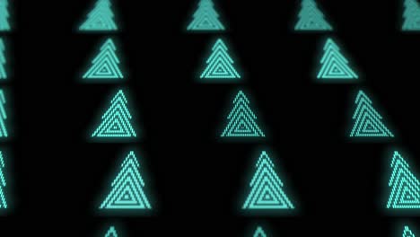 Pulsing-neon-green-Christmas-trees-pattern-in-rows-6