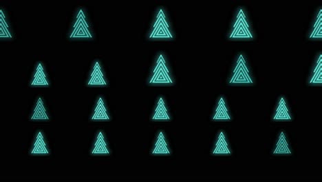 Pulsing-neon-green-Christmas-trees-pattern-in-rows-8