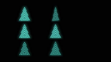 Pulsing-neon-green-Christmas-trees-pattern-in-rows-9