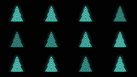 Pulsing-neon-green-Christmas-trees-pattern-in-rows-11