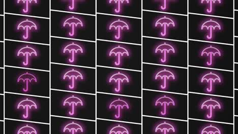 Pulsing-neon-pink-umbrella-pattern-in-rows-7