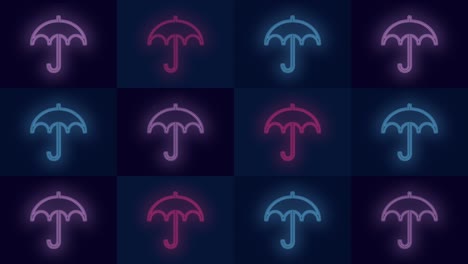 Pulsing-neon-rainbow-umbrella-pattern-in-rows-1