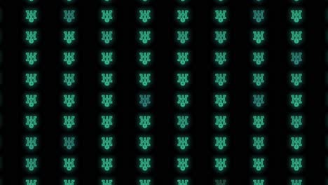 Pulsing-neon-green-Japan-symbols-pattern-in-rows-5