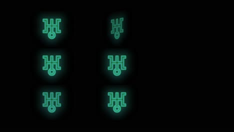Japan-symbols-pattern-with-pulsing-neon-green-light-8