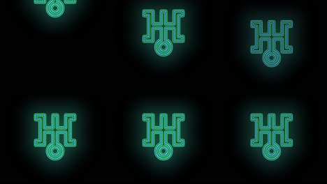 Japan-symbols-pattern-with-pulsing-neon-green-light-9