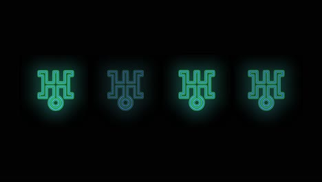 Japan-symbols-pattern-with-pulsing-neon-green-light-10