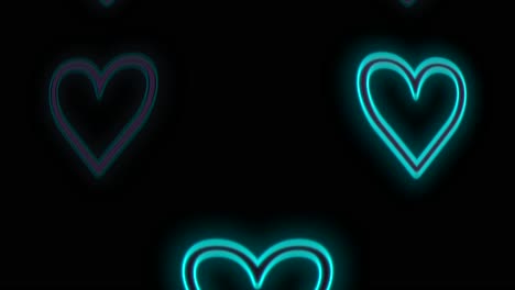 Pulsing-neon-blue-hearts-pattern-in-rows-6