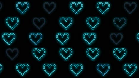 Pulsing-neon-blue-hearts-pattern-in-rows-8