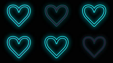 Pulsing-neon-blue-hearts-pattern-in-rows-11