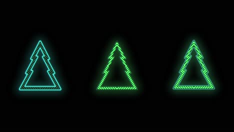 Neon-green-Christmas-trees-pattern-on-black-gradient-8