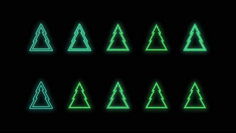 Neon-green-Christmas-trees-pattern-on-black-gradient-9