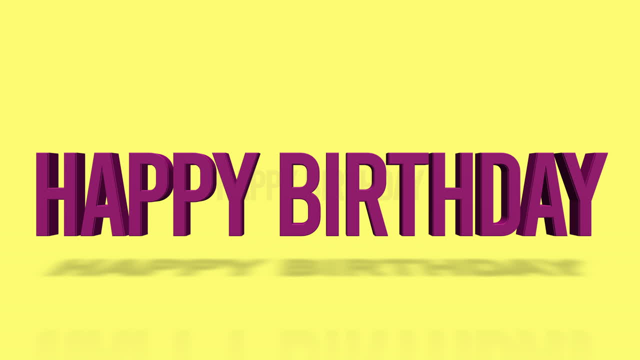 Premium stock video - Rolling happy birthday text on yellow gradient