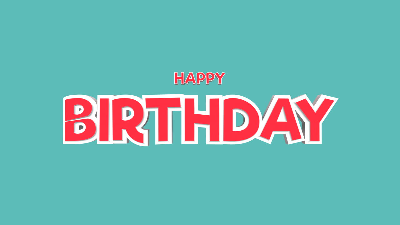 Premium stock video - Cartoon happy birthday text on green fashion gradient