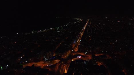 Noche-Que-Fluye-Tráfico-Vista-De-La-Ciudad-Zumbido
