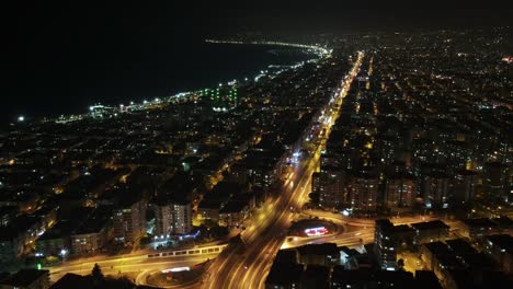 Time-Lapse-Night-City-View-Drone