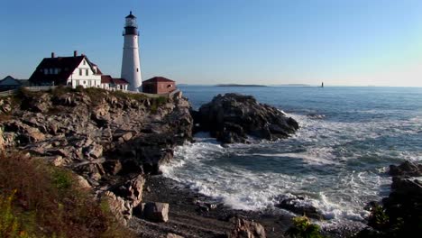 The-Portland-Head-Lighthouse-oversees-the-ocean-from-rocks-in-Maine-New-England--7