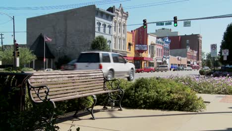 A-park-bench-and-Main-Street-in-the-all-American-town-of-Ottawa-Kansas