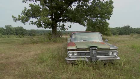 An-old-abandoned-Ford-Edsel-sits-in-a-field