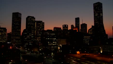 Pan-across-the-Houston-skyline-at-dusk