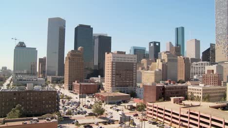 Slow-pan-across-the-Houston-skyline-on-a-bright-sunny-day