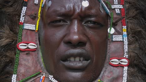 A-good-closeup-of-a-Masai-tribal-warriors-face-with-beads-and-headdress
