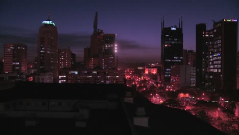 Slow-pan-across-night-skyline-of-Nairobi-Kenya