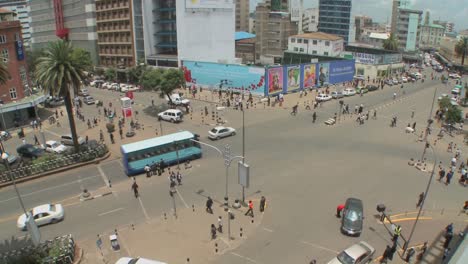 Wide-angle-shot-of-a-very-busy-intersection-in-downtown-Nairobi-Kenya