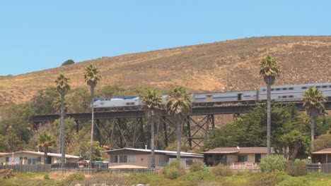 An-Amtrak-passenger-train-moves-across-a-bridge-in-California