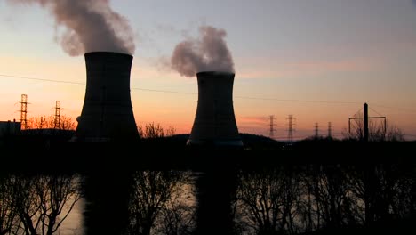 Sunset-behind-nuclear-power-plant