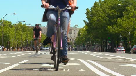 Bicycles-pedal-down-Pennsylvania-Ave-towards-the-US-Capitol-building-in-Washington-DC