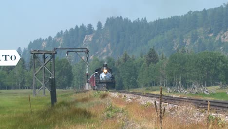 A-steam-train-goes-through-the-Rocky-Mountains
