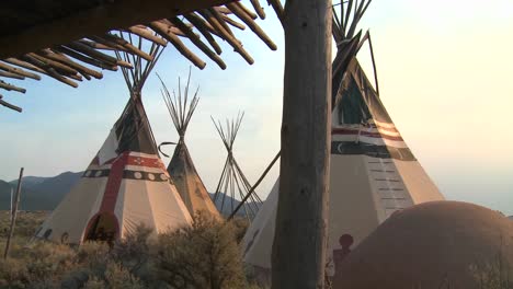Indian-teepees-stand-in-a-native-american-encampment