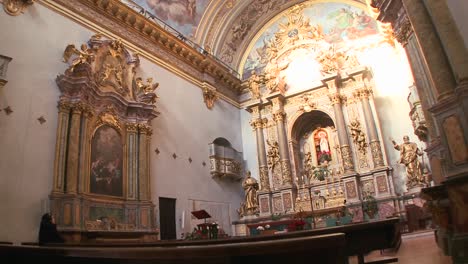 The-interior-of-a-small-ornate-Catholic-church