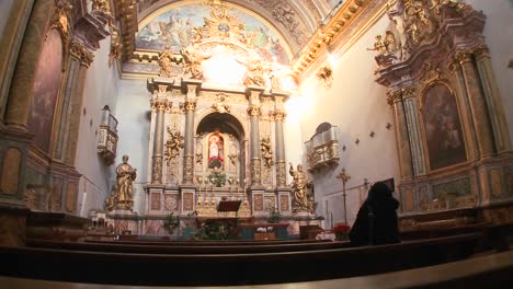 The-interior-of-a-small-ornate-Catholic-church-1