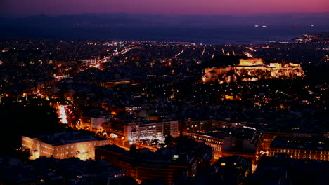 Beautiful-establishing-shot-of-Athens-Greece-and-the-Acropolis-at-dusk-or-night-1