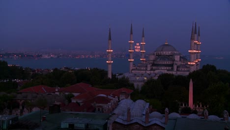 Nacht-In-Der-Blauen-Moschee-Istanbul-Türkei