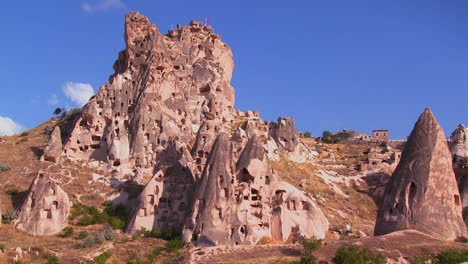 The-strange-towering-dwellings-and-rock-formations-at-Cappadocia-Turkey